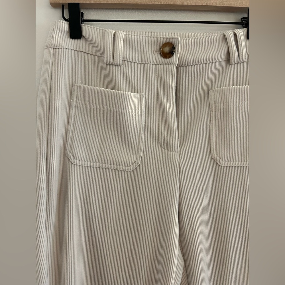 Maison d'Amélie Paris White Corduroy Pants Women’s Size 2 Pleated